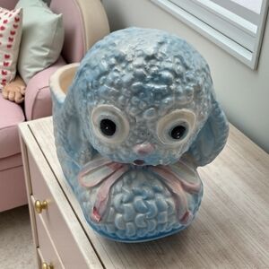 RARE Vintage RELPO 7102 Japan Blue Lamb Sheep Planter Basket Nursery Ceramic